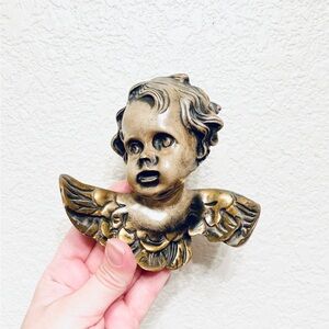 Vintage Celestial Cherub Angel winged Wall Plaque Whimsigoth Gothcore Religious